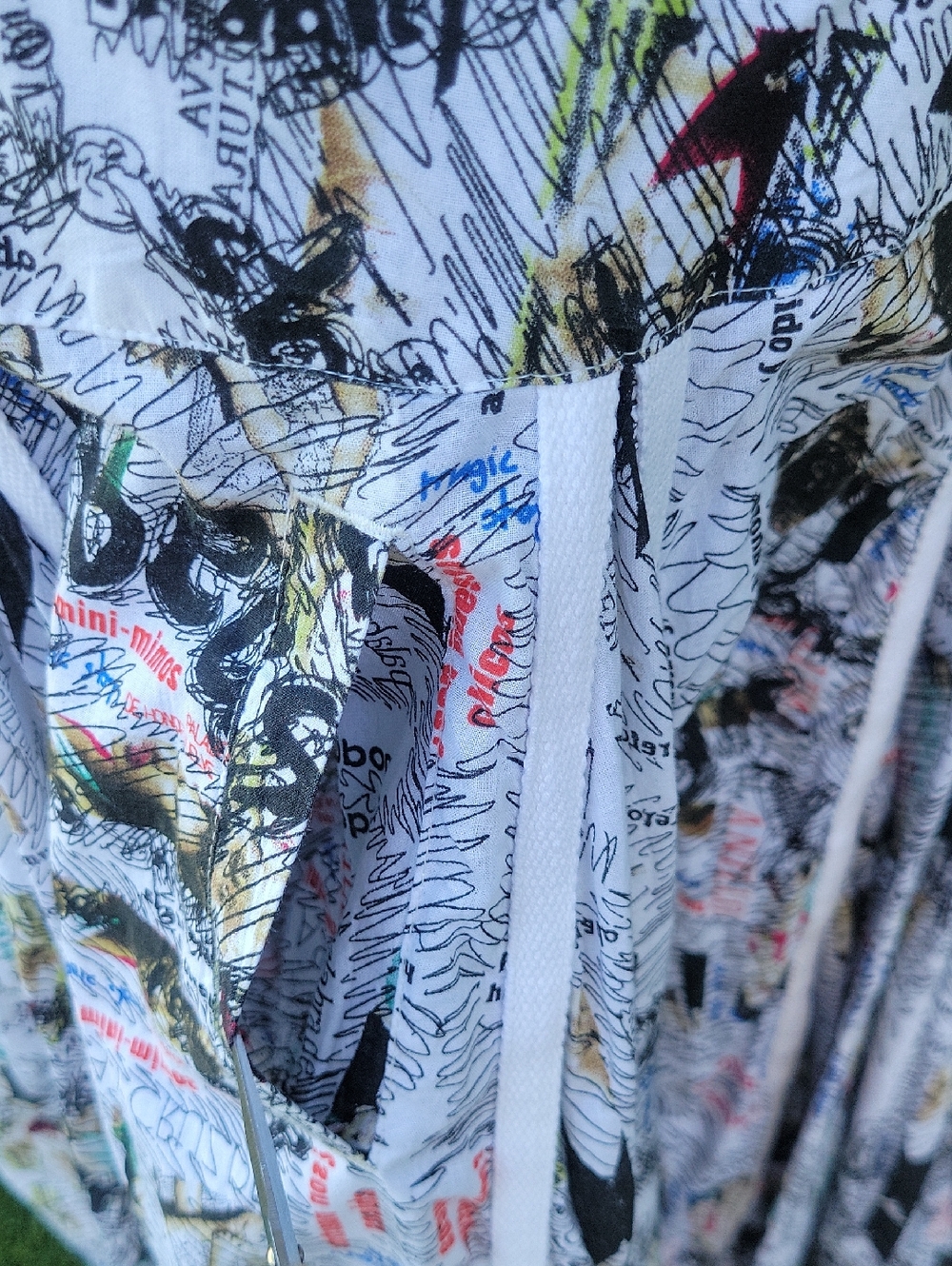 Desigual Newspaper Print Midi Skirt Paneled Y2K Novelty Graphic A-Line M/L - Picture 4 of 13